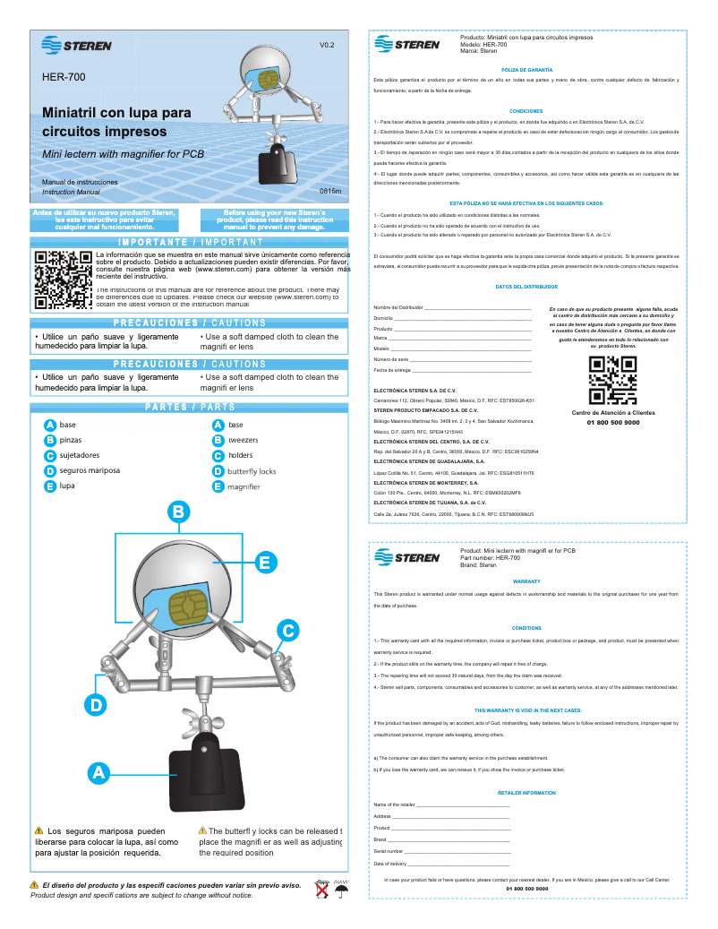 Page 1 of the manual User Manual Steren HER-700