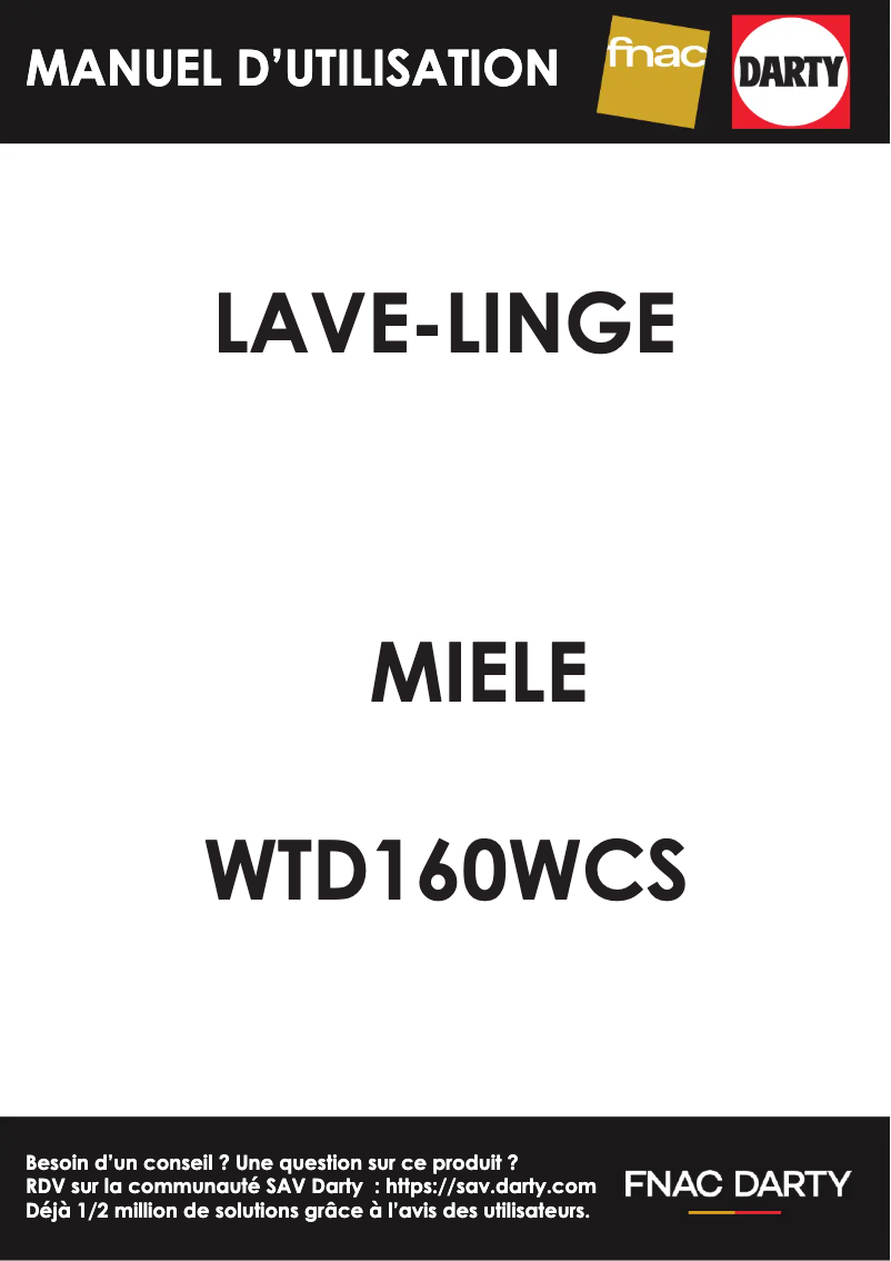 Page 1 of the manual Technical Sheet Miele WTD 160 WCS