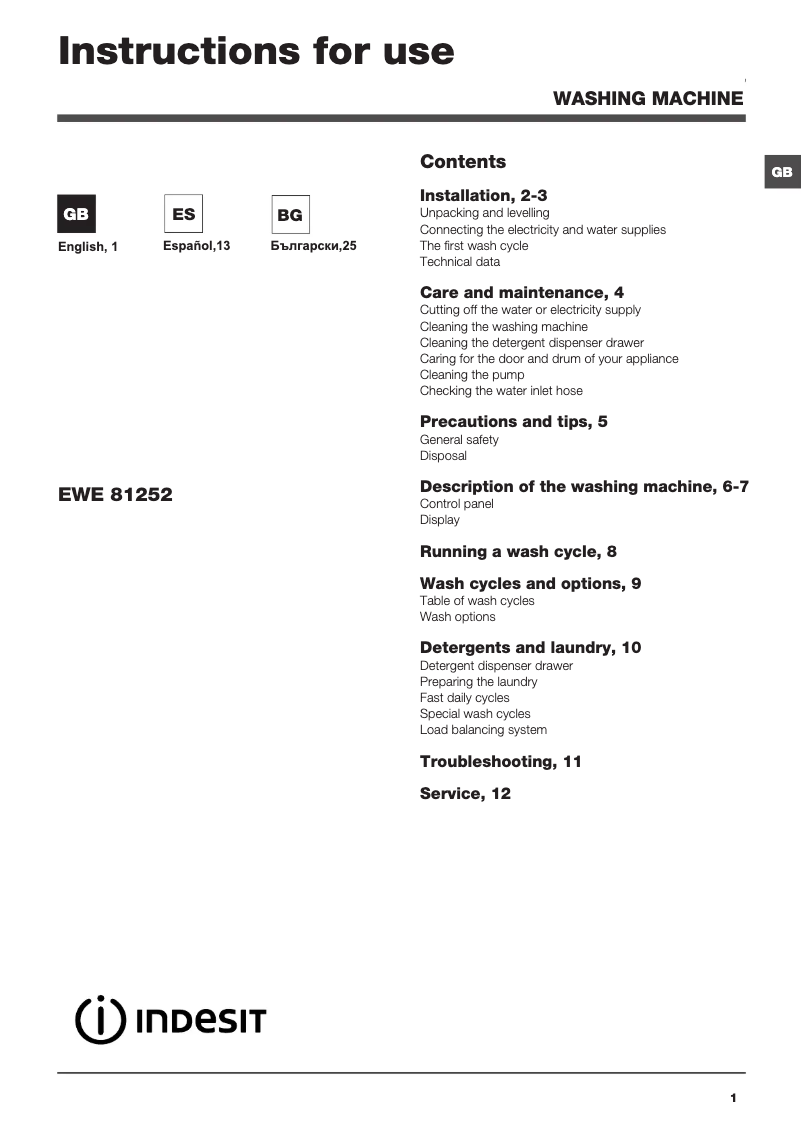First page image of the manual for EWE 81252 W EU