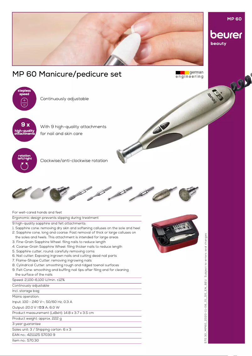 First page image of the manual for MP 60