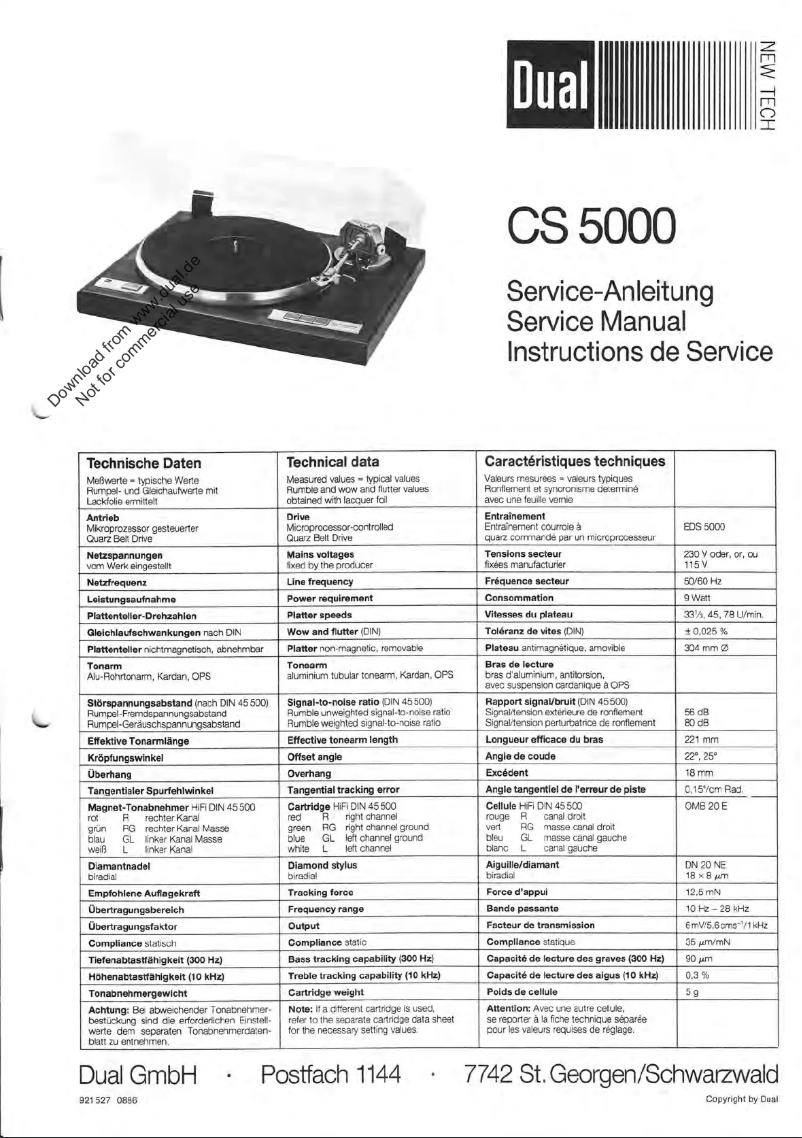 First page image of the manual for CS 5000