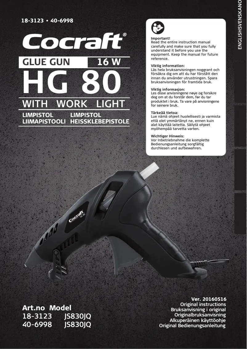 Page 1 of the manual User Manual Cocraft HG 80