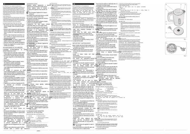 Page 1 of the manual User Manual Ariete 2875