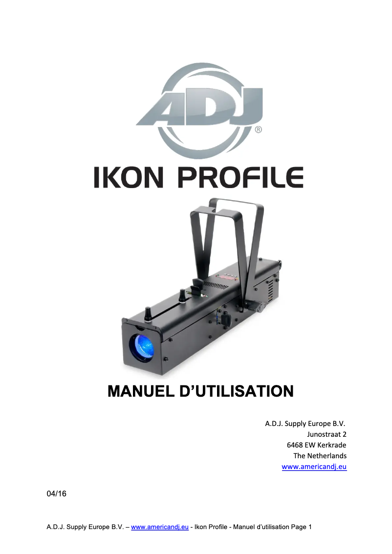 First page image of the manual for Ikon Profile