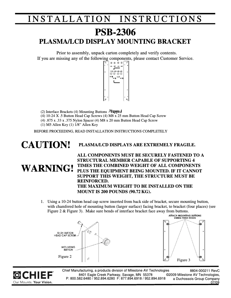 Page 1 of the manual User Manual Chief PCS2306