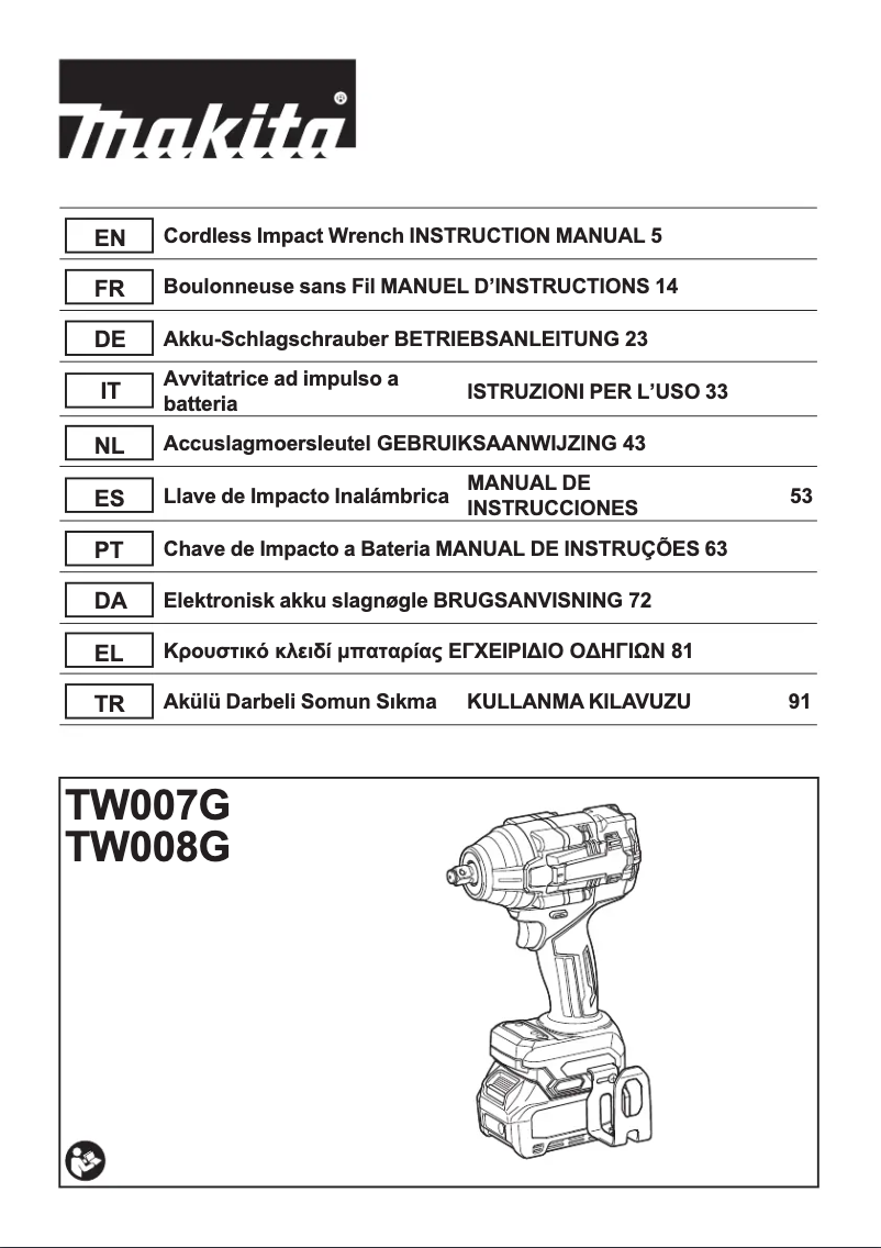 First page image of the manual for TW008GZ