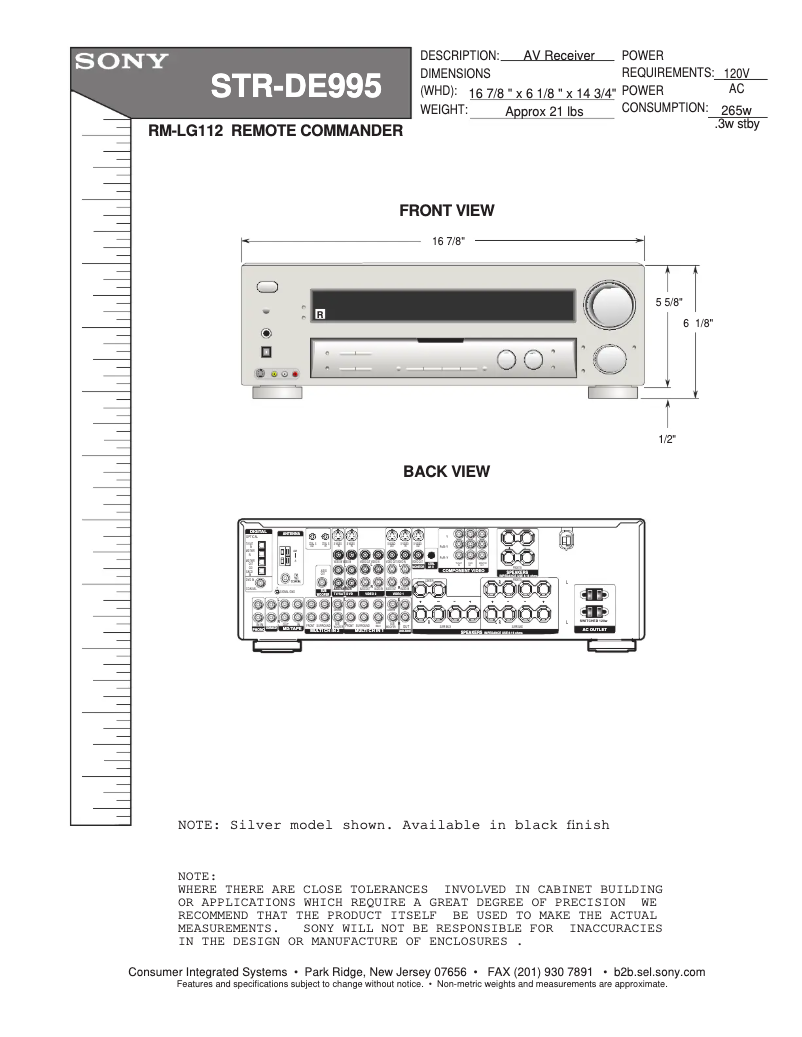 First page image of the manual for STR-DE995