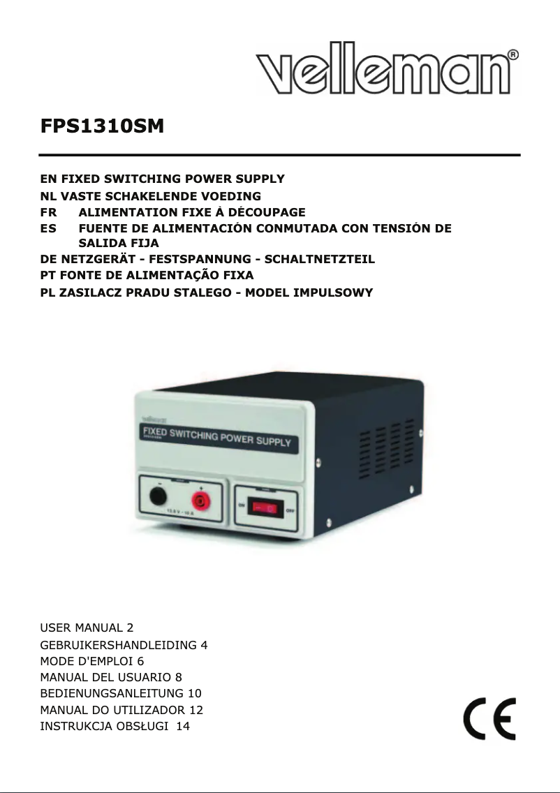 Page 1 of the manual User Manual Velleman PSS1303