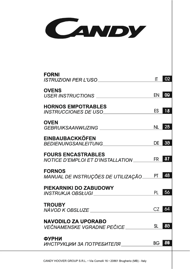 Page 1 of the manual User Manual Candy FCPR65NXL