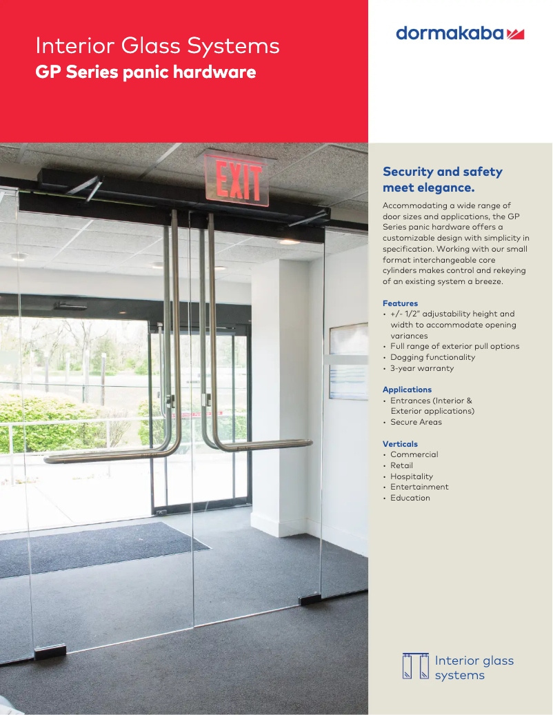 Page 1 of the manual Technical Sheet Dormakaba GP 1000