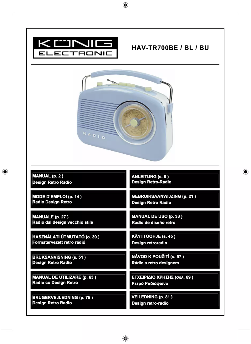 First page image of the manual for HAV-TR700BL