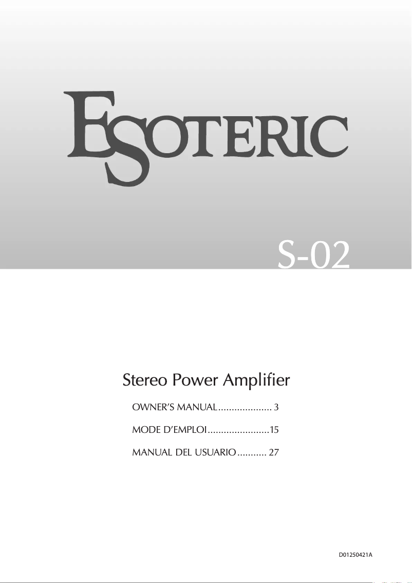 Page 1 of the manual User Manual Esoteric S-02