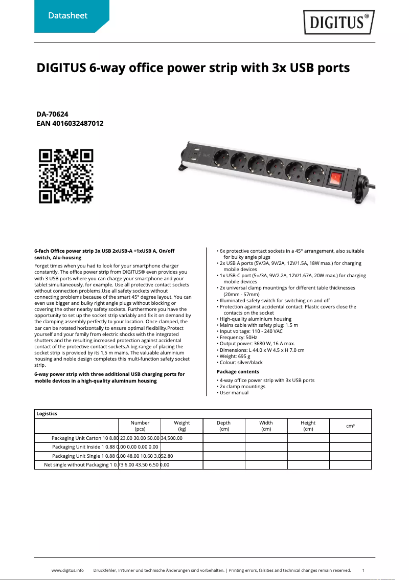 First page image of the manual for DA-70624