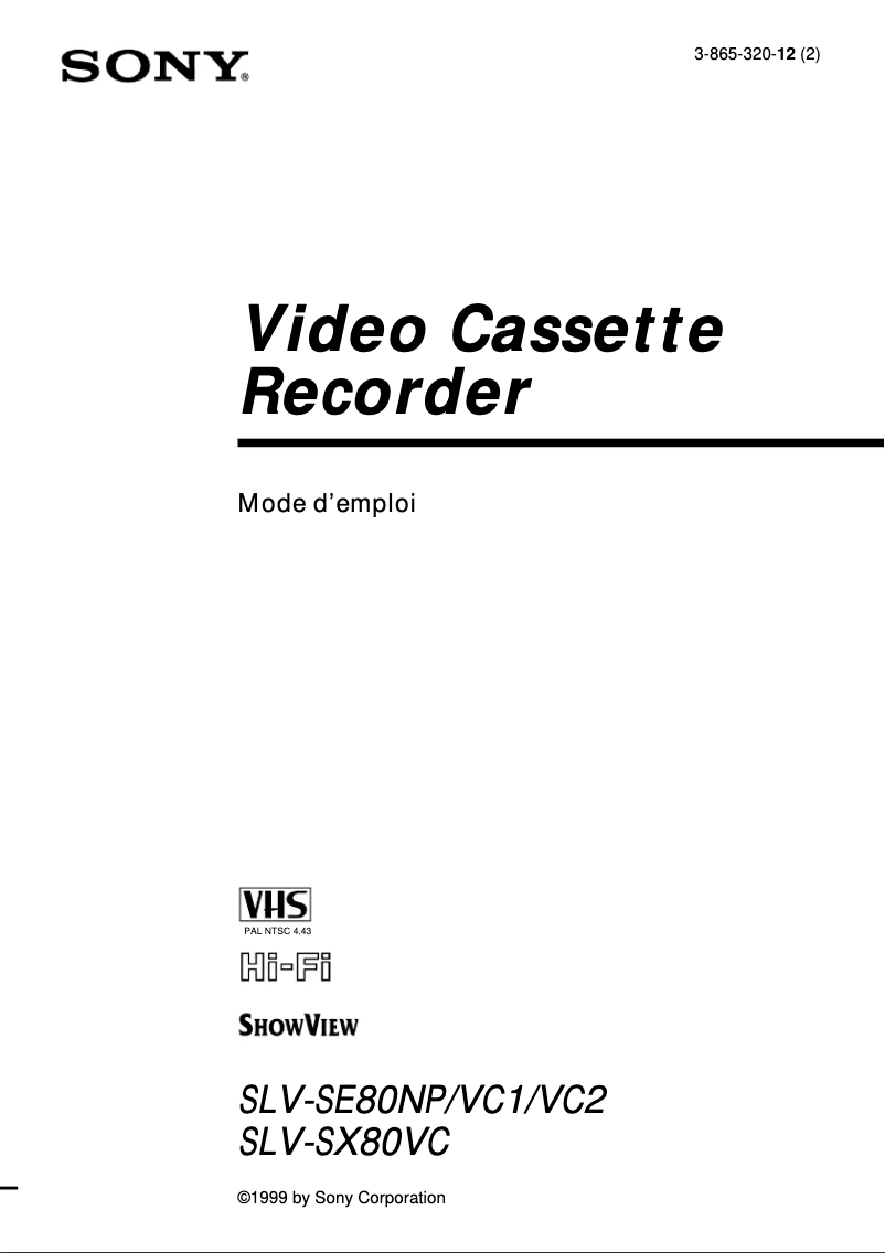 First page image of the manual for SLV-SE80NP