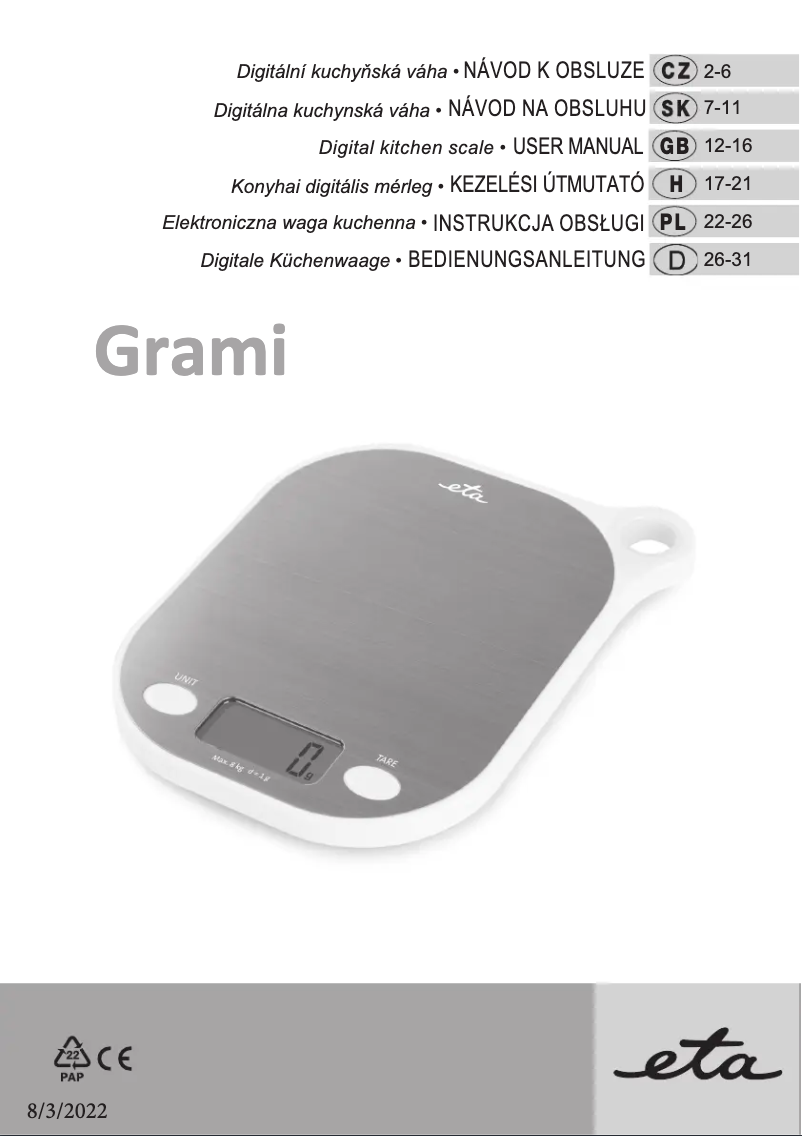 First page image of the manual for Grami 3777 90000