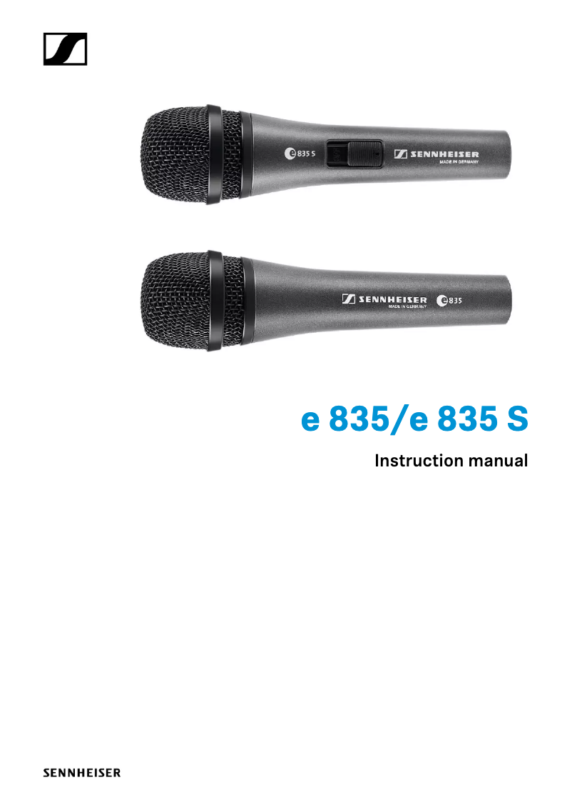 Page 1 of the manual User Manual Sennheiser Evolution e835 S