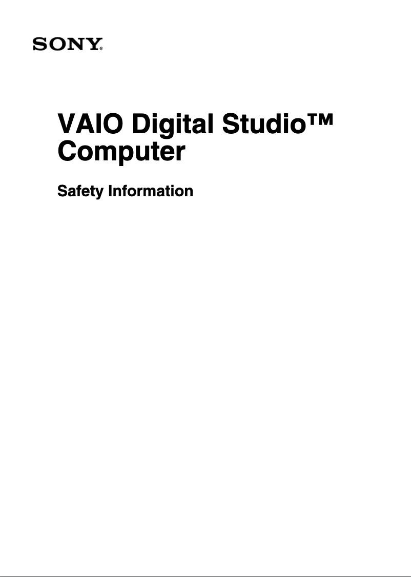 First page image of the manual for Vaio PCV-RX781