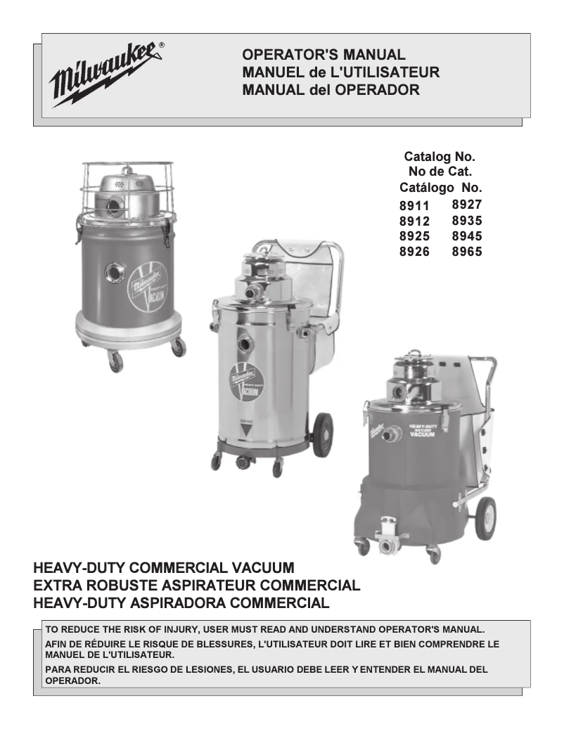 Page 1 of the manual User Manual Milwaukee 8926