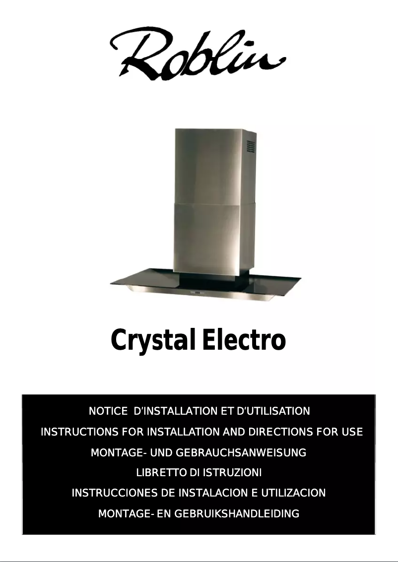 Page 1 of the manual User Manual Roblin Crystal Electro