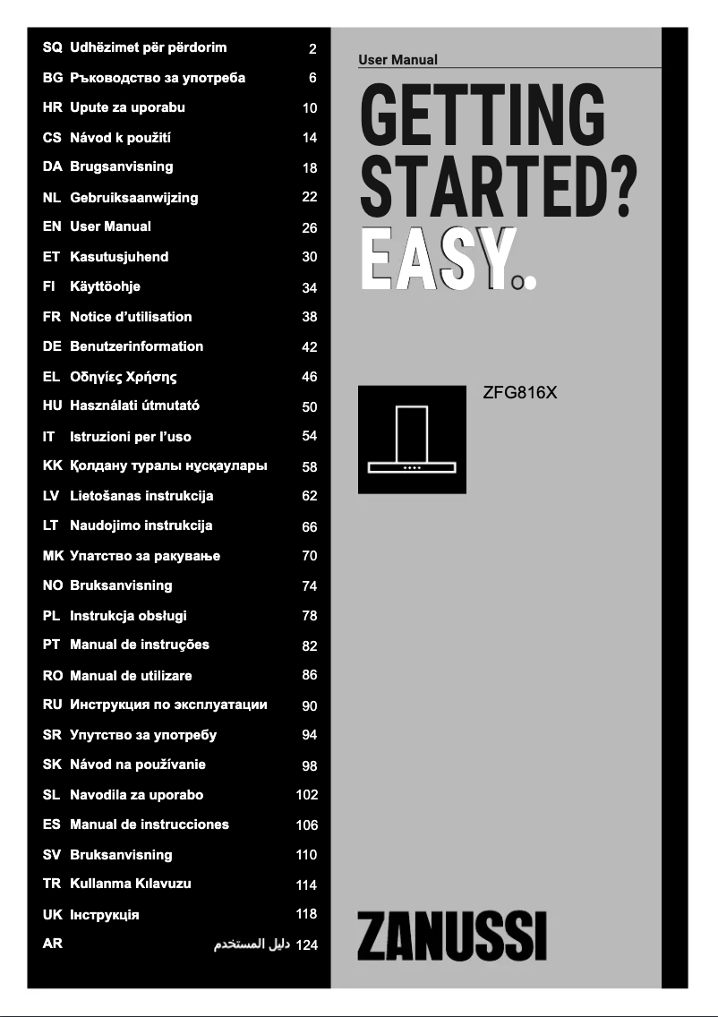 Page 1 of the manual User Manual Zanussi A1/ZFG816X