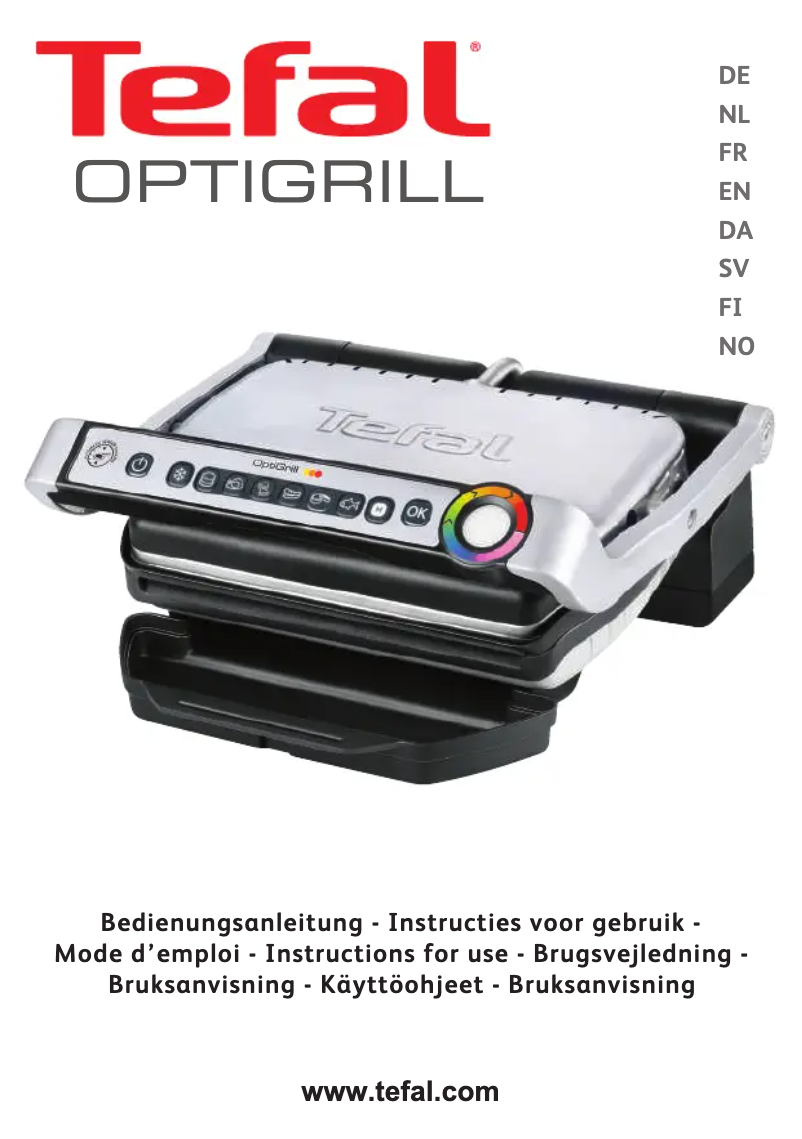 First page image of the manual for OptiGrill GC705D