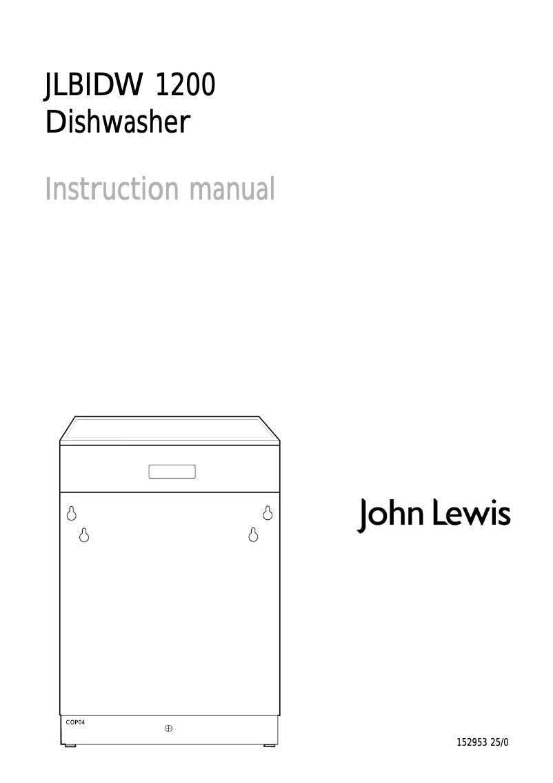 Page 1 of the manual User Manual John Lewis JLBIDW 1200