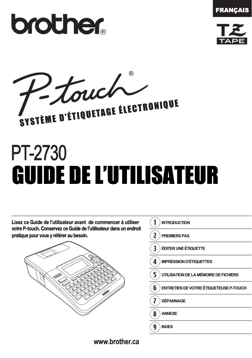 First page image of the manual for P-touch PT-2730
