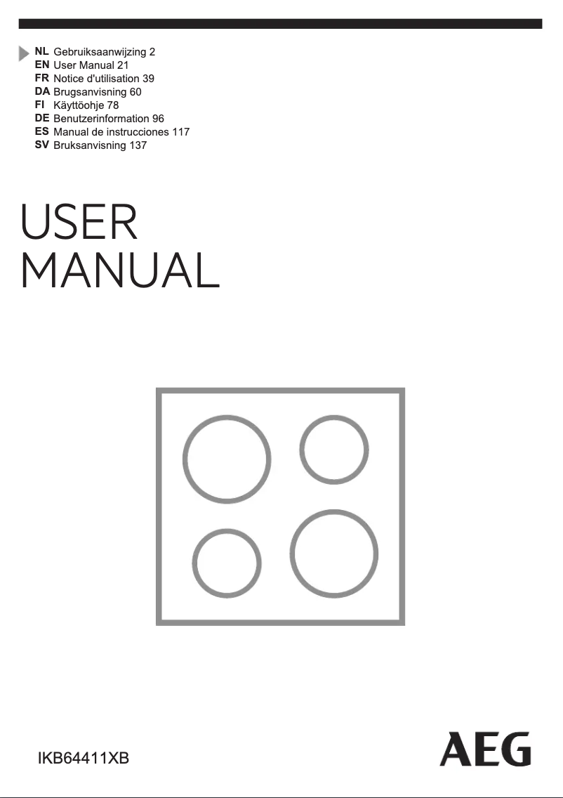 Page 1 of the manual User Manual AEG IKB64411XB