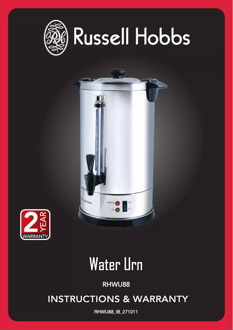 Page 1 de la notice Manuel utilisateur Russell Hobbs RHWU88