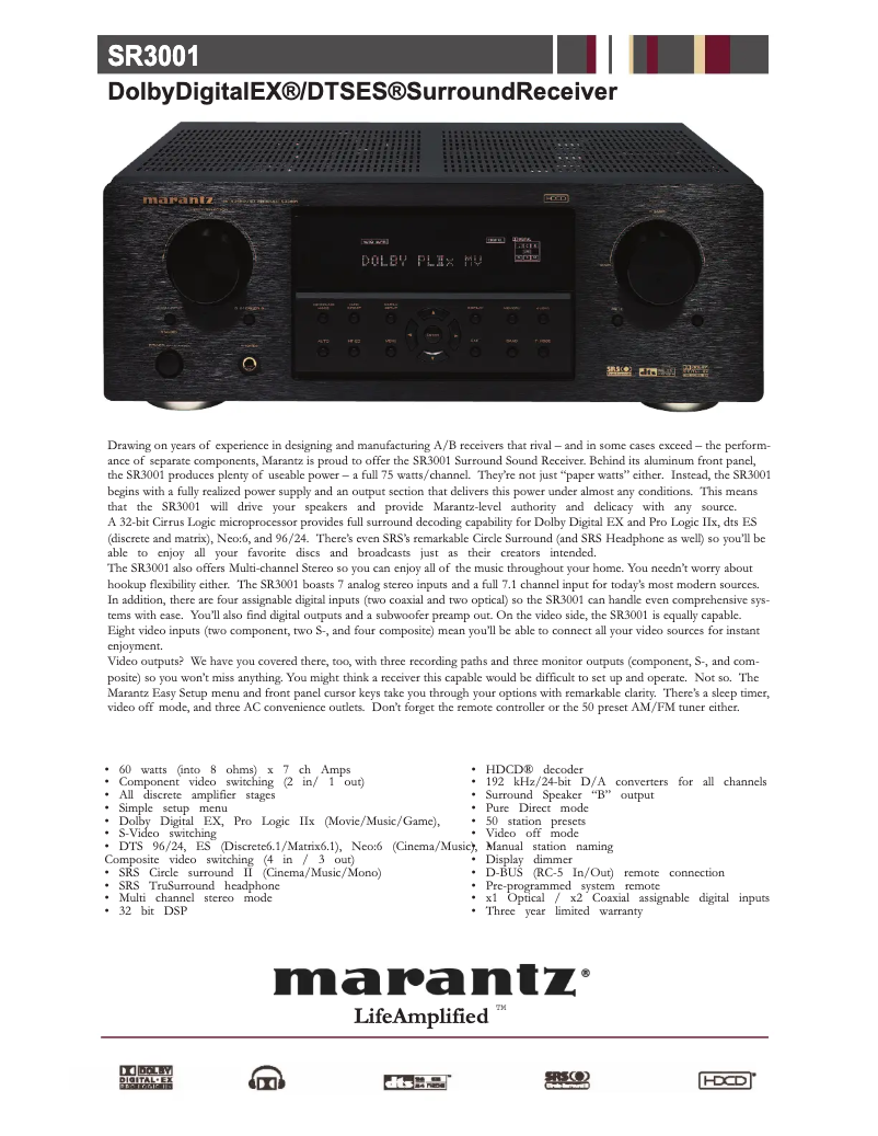 First page image of the manual for SR3001