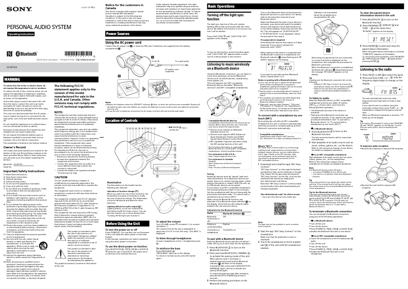 Page 1 of the manual User Manual Sony ZS-BTY50