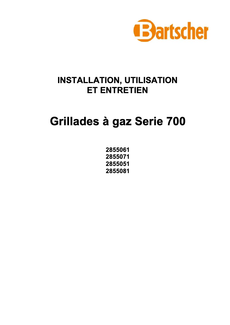 Page 1 of the manual User Manual Bartscher 2855051