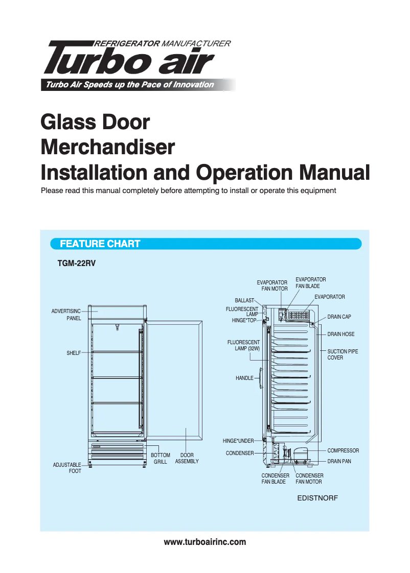 First page image of the manual for TGM-22RVB