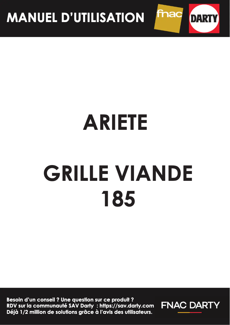 Page 1 of the manual User Manual Ariete Hamburger Maker Party Time 185