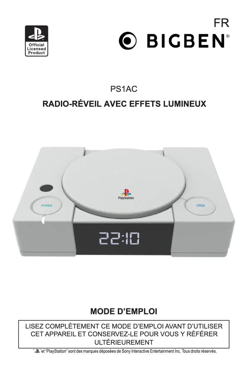 Image de la première page du manuel de l'appareil PS1AC