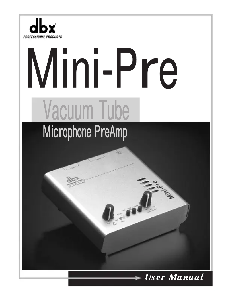 Page 1 of the manual User Manual DBX MiniPre