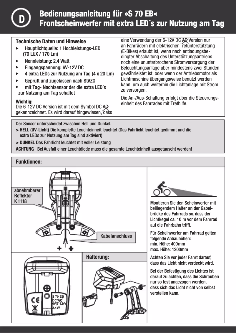 Page 1 of the manual User Manual Fuxon S 70 EB