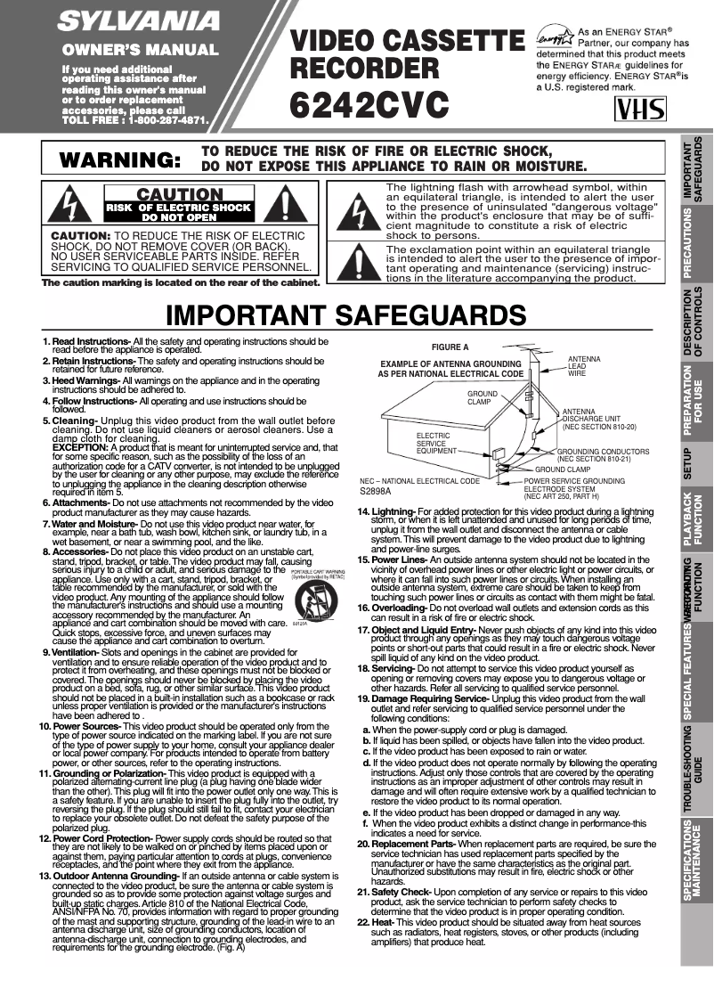 Page 1 of the manual User Manual Sylvania 6242CVC