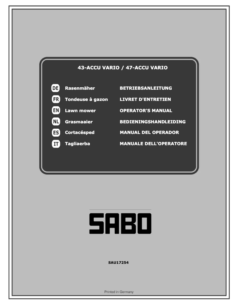 Page 1 of the manual User Manual SABO 47-ACCU Vario