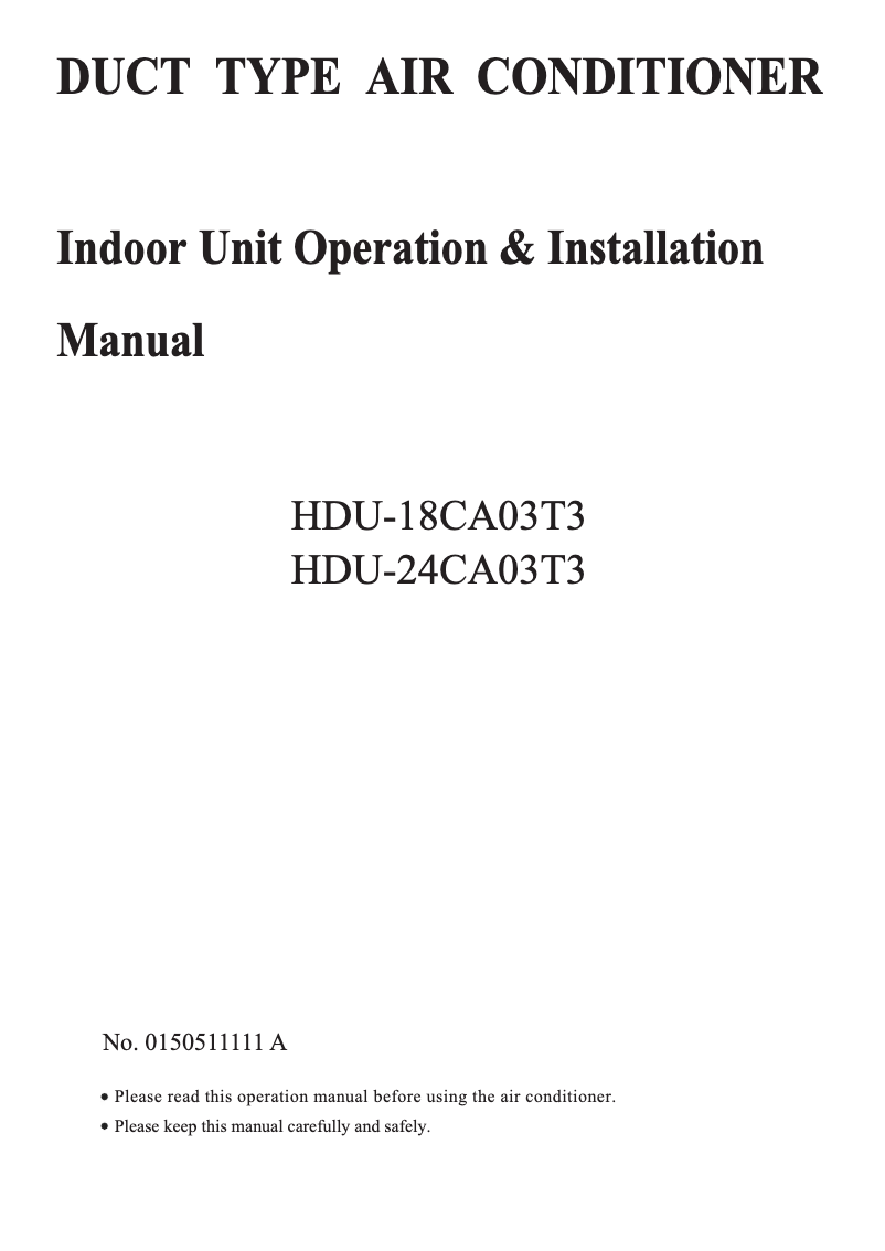 Page 1 of the manual User Manual Haier HDU-18CA03T3