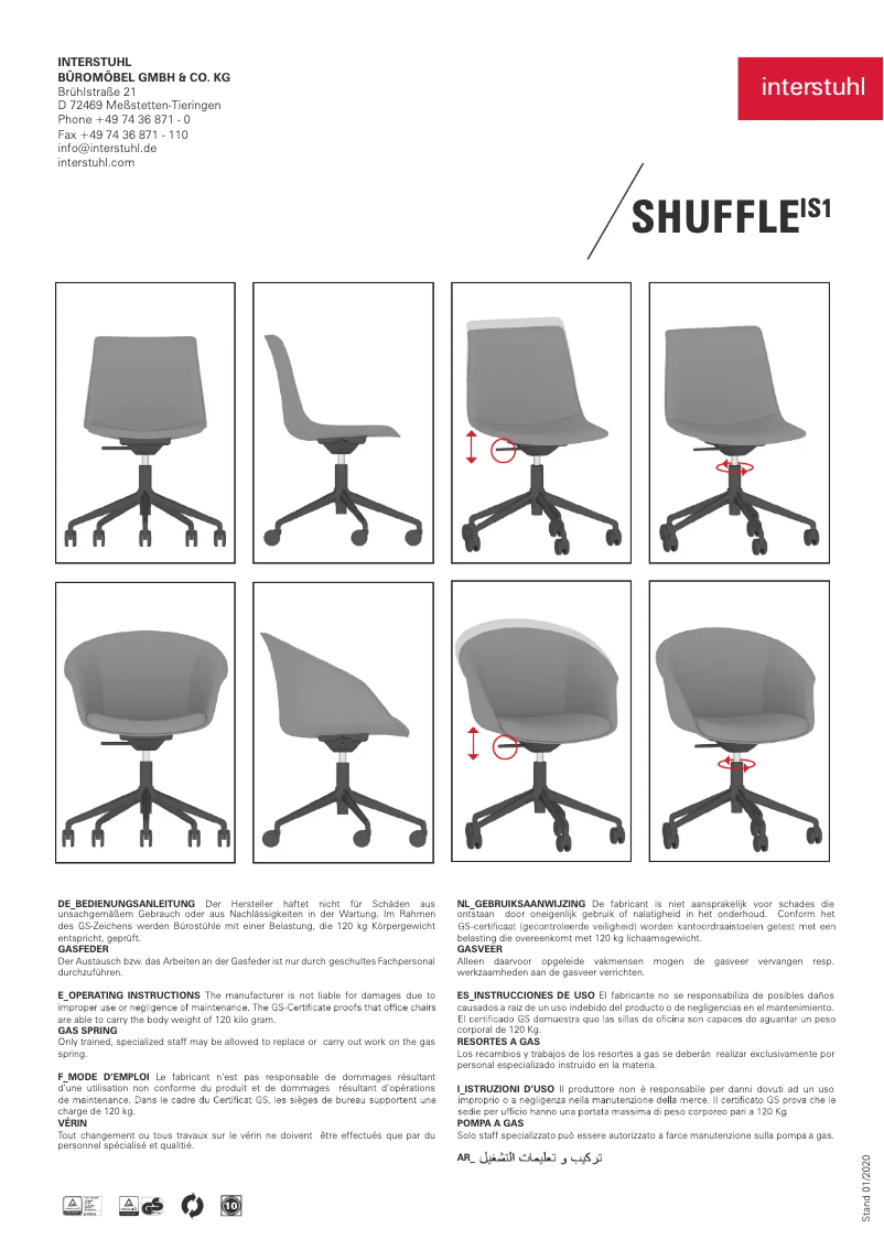 Page 1 of the manual User Manual Interstuhl SHUFFLEis1 SU111