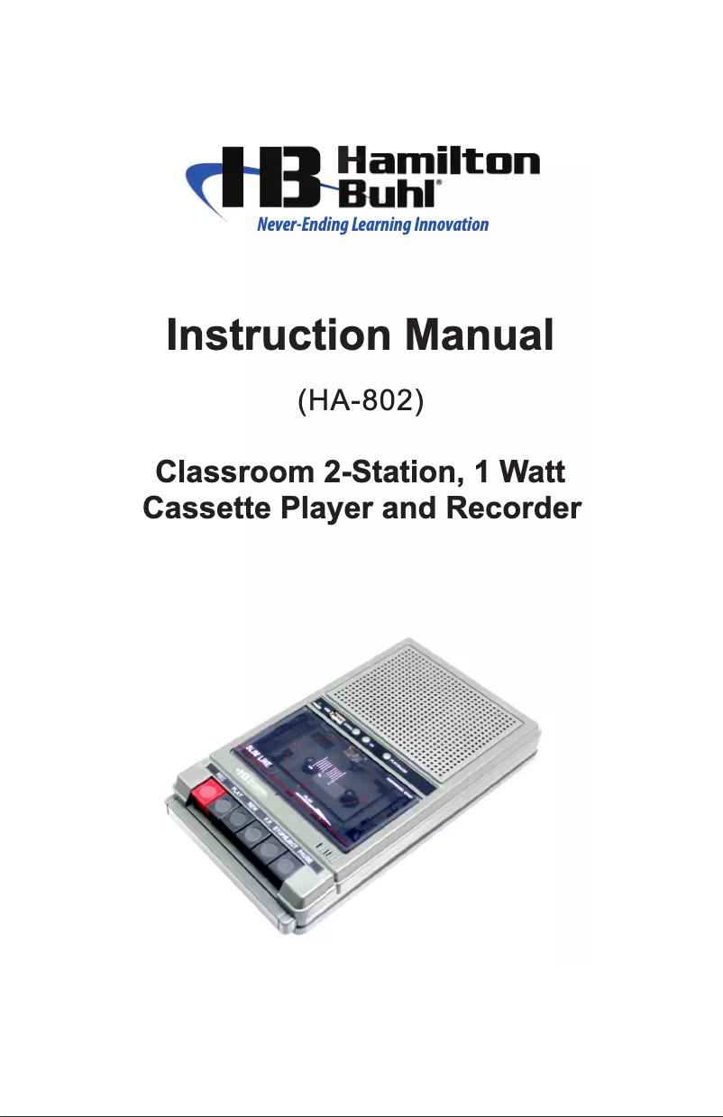 First page image of the manual for HA-802