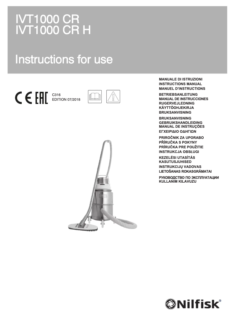 Page 1 of the manual User Manual Nilfisk IVT1000
