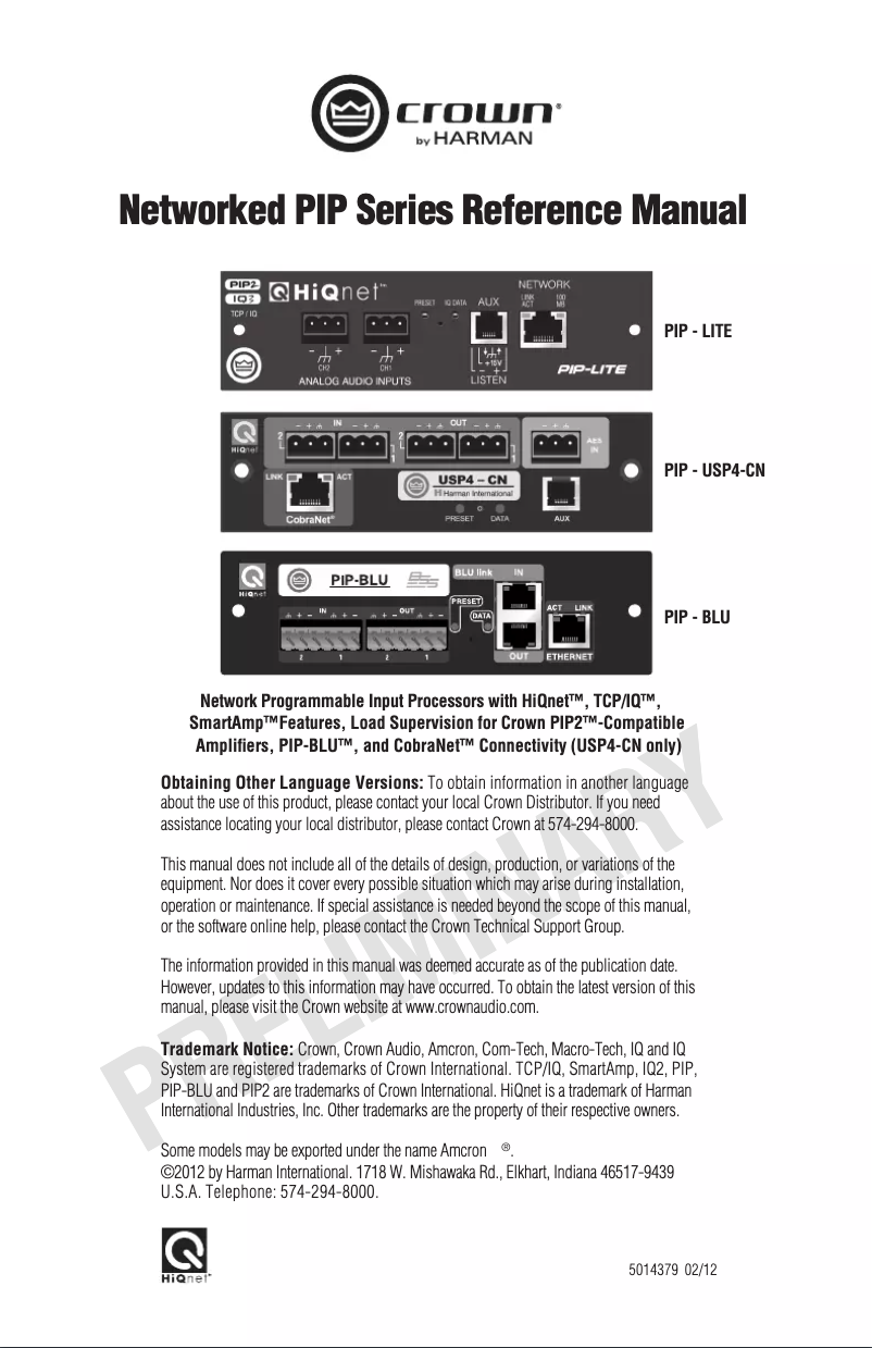 First page image of the manual for PIP-USP4