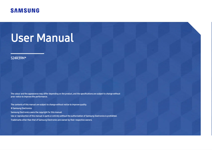 First page image of the manual for S24R39MHAW