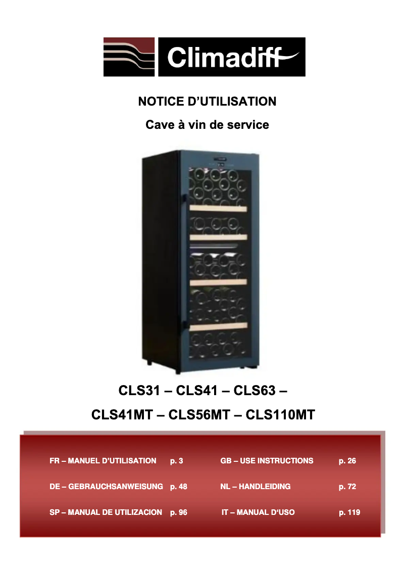 First page image of the manual for CLS41MT