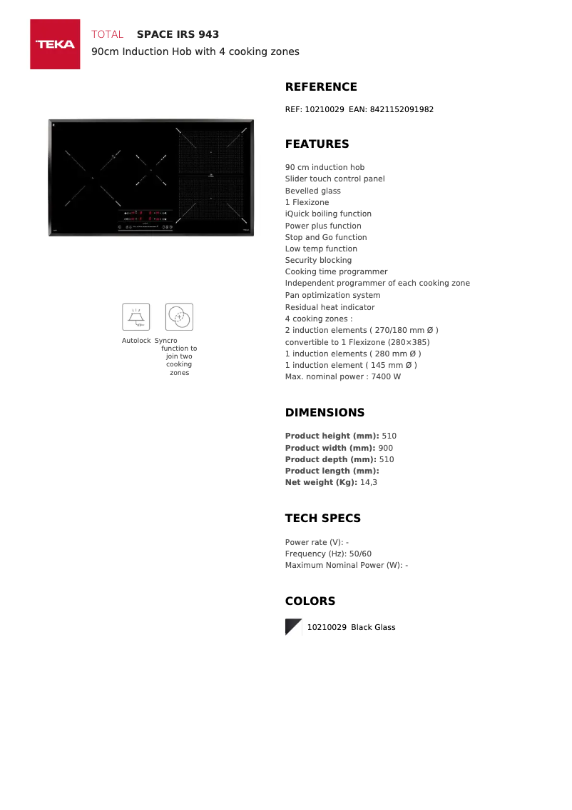 First page image of the manual for SPACE IRS 943