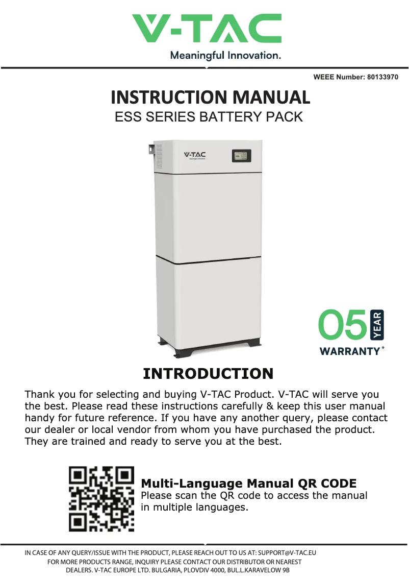 Page 1 of the manual User Manual V-TAC VT-204100