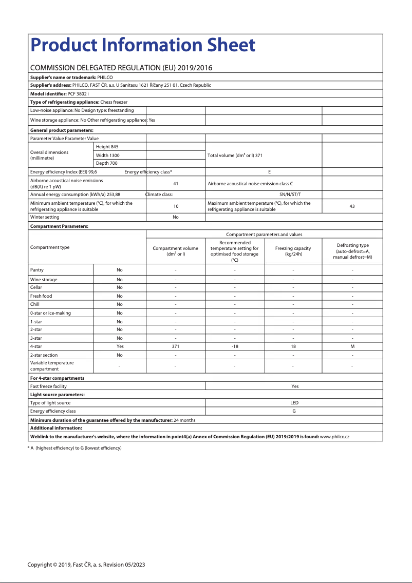 First page image of the manual for PCF 3802 i