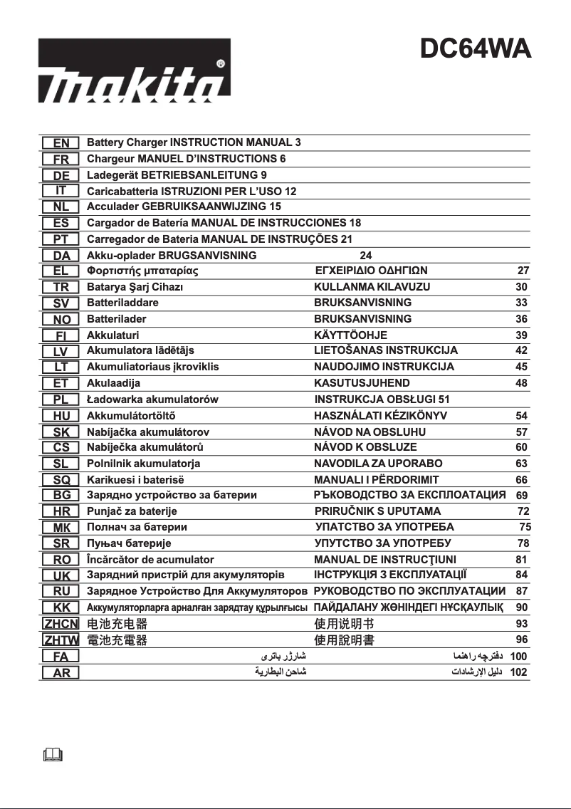 Page 1 of the manual User Manual Makita DC64WA